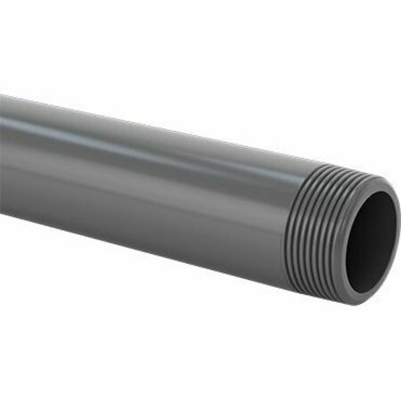 BSC PREFERRED Thick-Wall Dark Gray PVC Pipe for Water for Water Threaded on Both Ends 1-1/4 NPT 5 Feet Long 4687T56